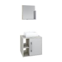 Conjunto Balcão C-cuba Q32 E Espelheira Soft 500 Snow Snow C-branco Chess - 1