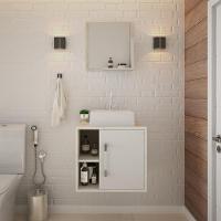 Conjunto Balcão C-cuba Q32 E Espelheira Soft 500 Snow Snow C-branco Chess - 2