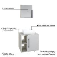 Conjunto Balcão C-cuba Q32 E Espelheira Soft 500 Snow Snow C-branco Chess - 3