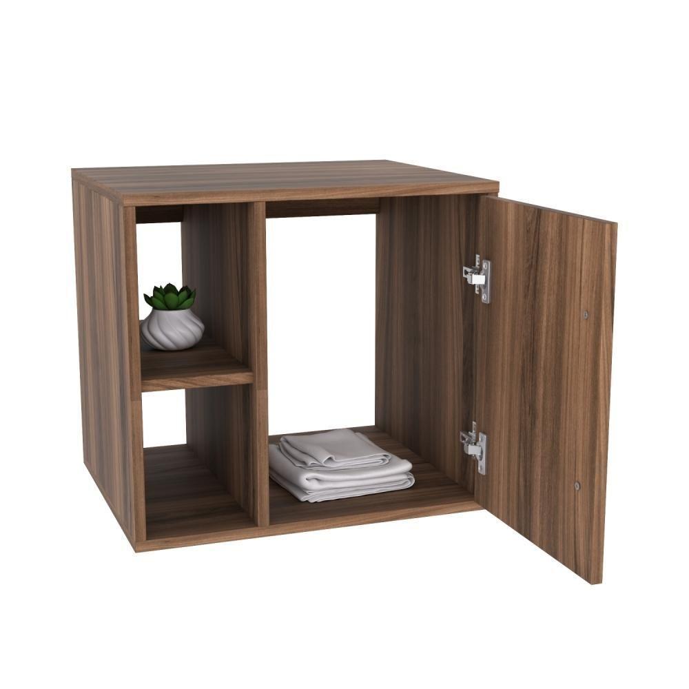 Conjunto Balcão C-cuba Q32 E Espelheira Soft 500 Carvalho Dark C-preto ônix Nogal - 5