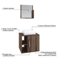 Conjunto Balcão C-cuba Q32 E Espelheira Soft 500 Carvalho Dark C-preto ônix Nogal