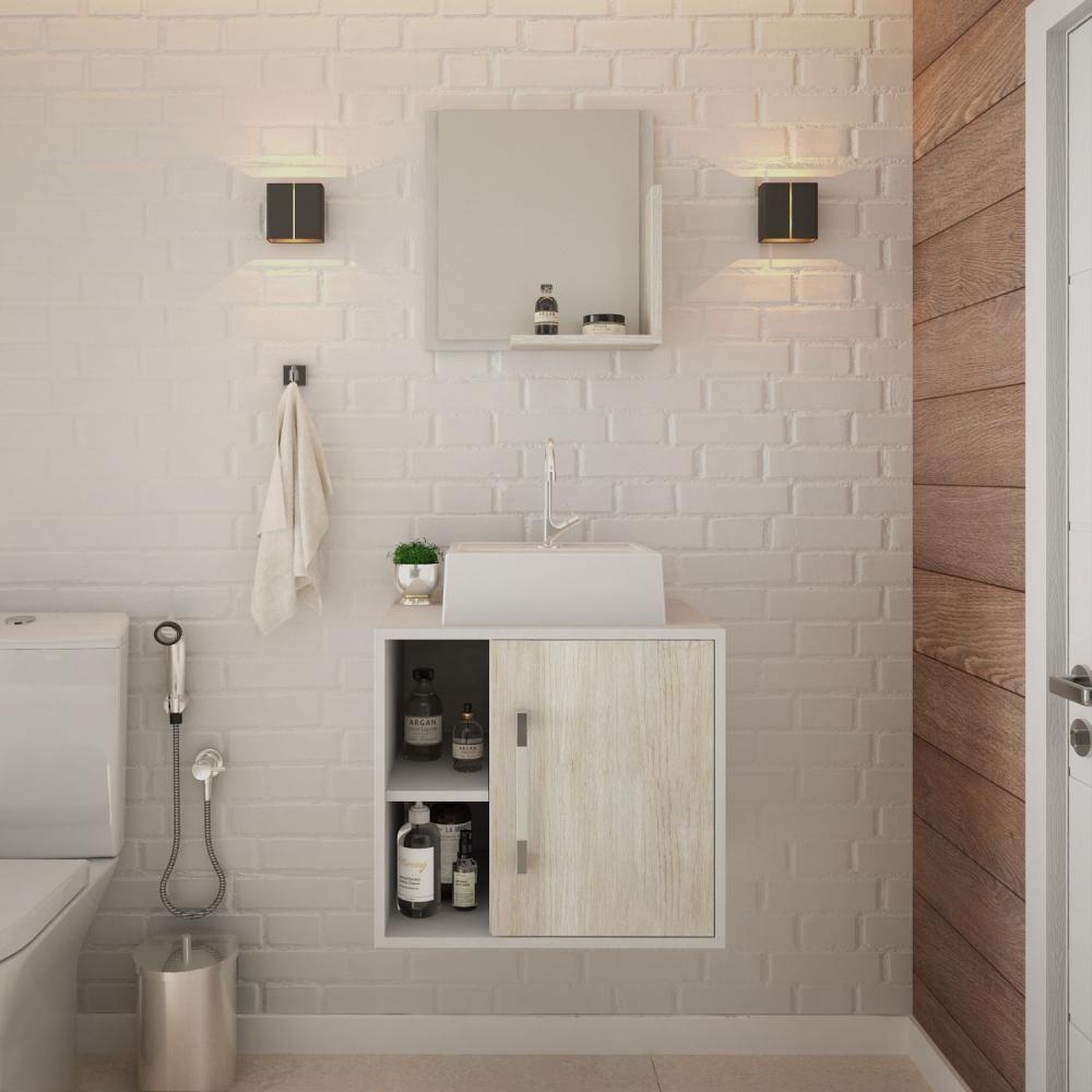 Conjunto Balcão C-cuba Q32 E Espelheira Soft 500 Branco Chess C-preto ônix Branco Chess C-snow - 3