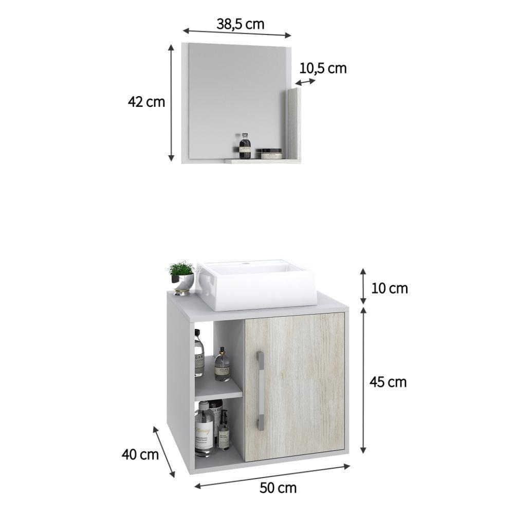 Conjunto Balcão C-cuba Q32 E Espelheira Soft 500 Branco Chess C-preto ônix Branco Chess C-snow - 6