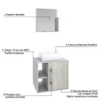 Conjunto Balcão C-cuba Q32 E Espelheira Soft 500 Branco Chess C-preto ônix Branco Chess C-snow