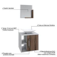 Conjunto Balcão C-cuba L38 E Espelheira Soft 500 Branco Chess C-carvalho Dark Branco Chess C-nogal - 2