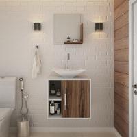 Conjunto Balcão C-cuba L38 E Espelheira Soft 500 Branco Chess C-carvalho Dark Branco Chess C-nogal - 6