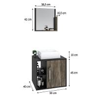 Conjunto Balcão C-cuba Q32 E Espelheira Soft 500 Preto ônix C-carvalho Preto ônix C-carvalho Dark - 6