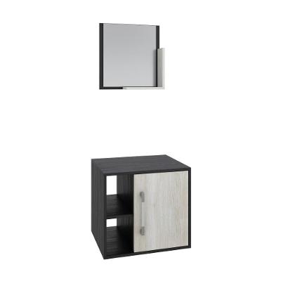 Conjunto Balcão E Espelheira Soft 500 Perffect Acetinado Preto Onix C-snow