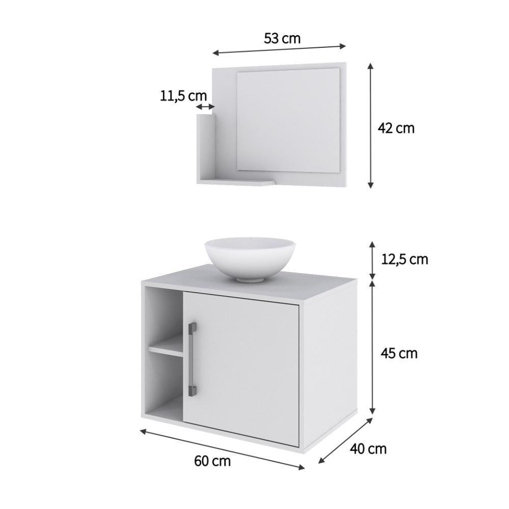 Conjunto Balcão C-cuba R30 E Espelheira Soft 600 - Branco Chess C-branco Chess Branco Chess C-branco Chess - 6