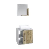 Conjunto Balcão C-cuba Q32 E Espelheira Soft 500 Branco Chess Branco Chess C-carvalho - 1