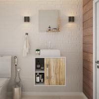 Conjunto Balcão C-cuba Q32 E Espelheira Soft 500 Branco Chess Branco Chess C-carvalho - 3