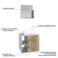 Conjunto Balcão C-cuba Q32 E Espelheira Soft 500 Branco Chess Branco Chess C-carvalho