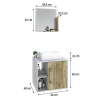 Conjunto Balcão C-cuba Q32 E Espelheira Soft 500 Branco Chess Branco Chess C-carvalho - 6