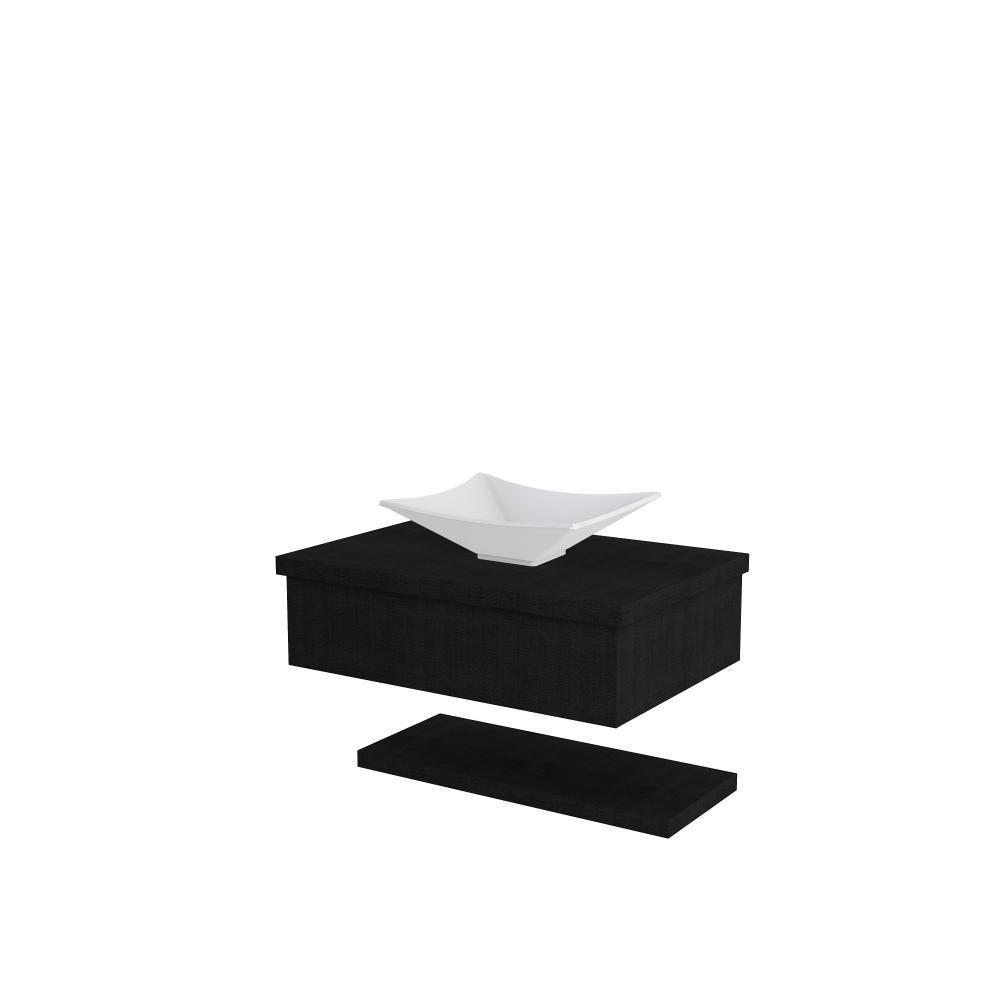 Conjunto Bancada C-cuba L30 E Prateleira Metrópole 605 Nogal Preto ônix - 1