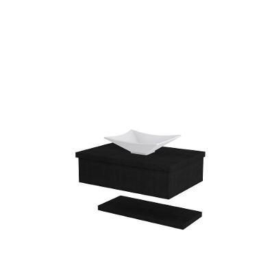 Conjunto Bancada C-cuba L30 E Prateleira Metrópole 605 Nogal Preto ônix