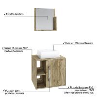 Conjunto Balcão C-cuba Q32 E Espelheira Soft 500 Preto Onix C-snow Carvalho