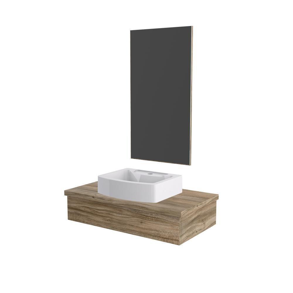 Conjunto Bancada C-cuba Aria 41 E Espelheira Metrópole 801 Branco Chess Carvalho - 1