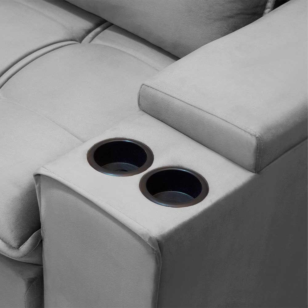 Sofá Retrátil Reclinável 3 Lugares 230Cm Moritz F05 Veludo Prata - 3