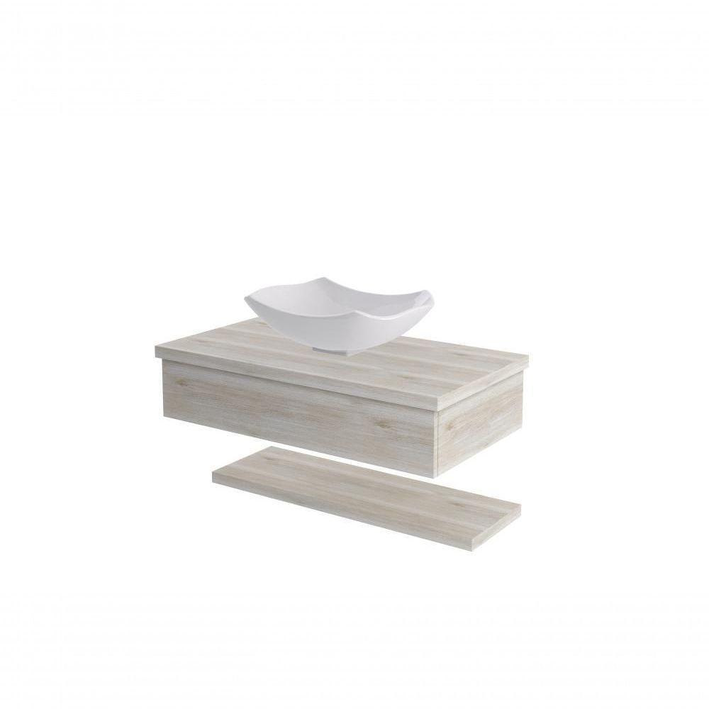 Conjunto Bancada C-cuba L42 E Prateleira Metrópole 805 Preto ônix Snow - 1