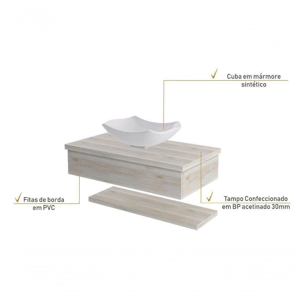 Conjunto Bancada C-cuba L42 E Prateleira Metrópole 805 Preto ônix Snow - 4