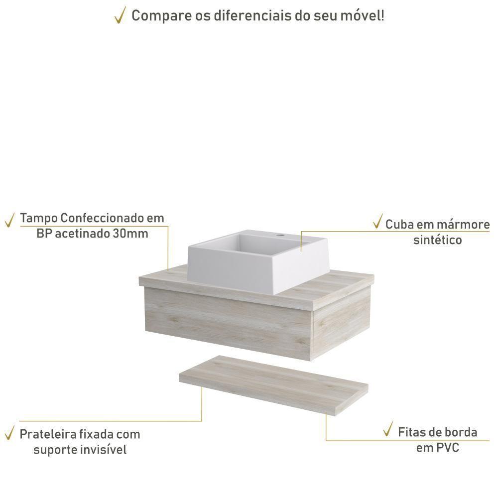 Conjunto Bancada C-cuba Q355 E Prateleira Metrópole 605 Preto ônix Snow - 4