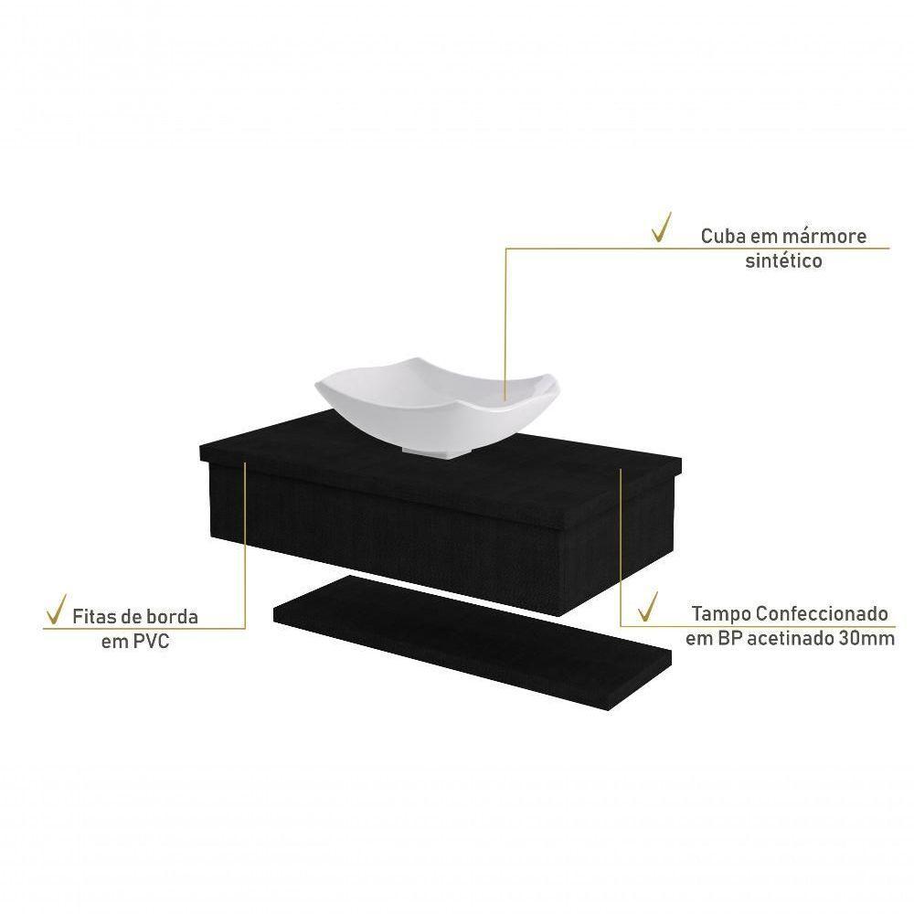 Conjunto Bancada C-cuba L42 E Prateleira Metrópole 805 Nogal Preto ônix - 4