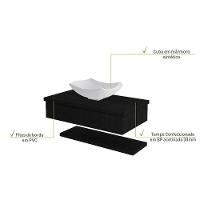 Conjunto Bancada C-cuba L42 E Prateleira Metrópole 805 Nogal Preto ônix