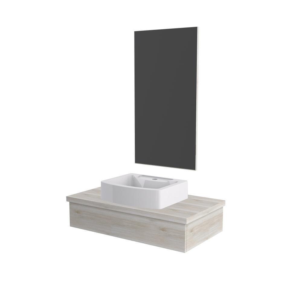 Conjunto Bancada C-cuba Aria 41 E Espelheira Metrópole 801 Preto ônix Snow - 1