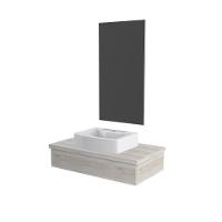 Conjunto Bancada C-cuba Aria 41 E Espelheira Metrópole 801 Preto ônix Snow - 1