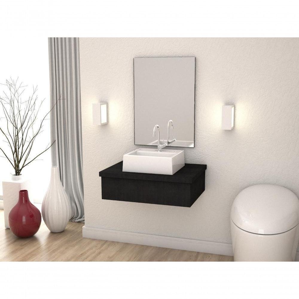 Conjunto Bancada C-cuba Q32 E Espelheira Metrópole 601 Nogal Preto ônix - 3