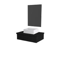 Conjunto Bancada C-cuba Q32 E Espelheira Metrópole 601 Nogal Preto ônix - 1