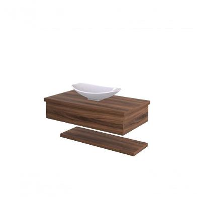 Conjunto Bancada C-cuba L45 E Prateleira Metrópole 805 Carvalho Dark Nogal