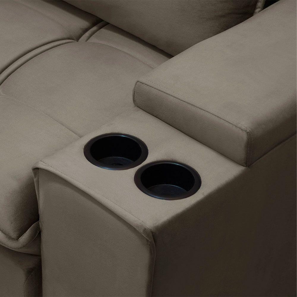 Sofá Retrátil Reclinável 3 Lugares 250Cm Moritz F05 Veludo Castor - 3