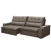 Sofá Retrátil Reclinável 3 Lugares 250Cm Moritz F05 Veludo Castor - 1