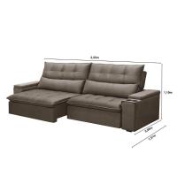Sofá Retrátil Reclinável 3 Lugares 250Cm Moritz F05 Veludo Castor - 2