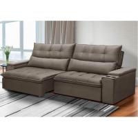 Sofá Retrátil Reclinável 3 Lugares 250Cm Moritz F05 Veludo Castor - 4