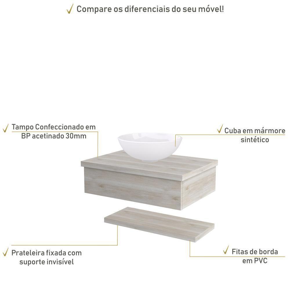 Conjunto Bancada C-cuba R35 E Prateleira Metrópole 605 Preto ônix Snow - 4