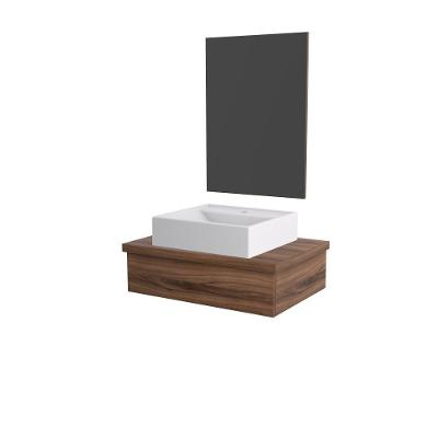 Conjunto Bancada C-cuba Q39 E Espelheira Metrópole 601 Carvalho Dark Nogal
