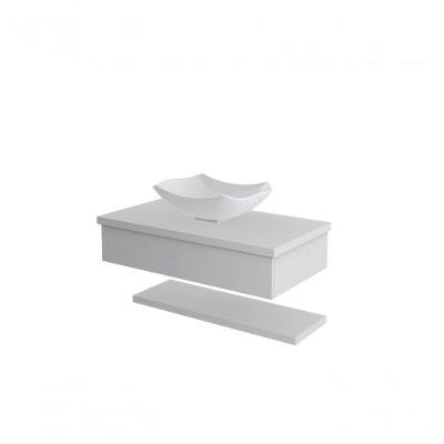 Conjunto Bancada C-cuba L42 E Prateleira Metrópole 805 Perffect Acetinado Branco Chess