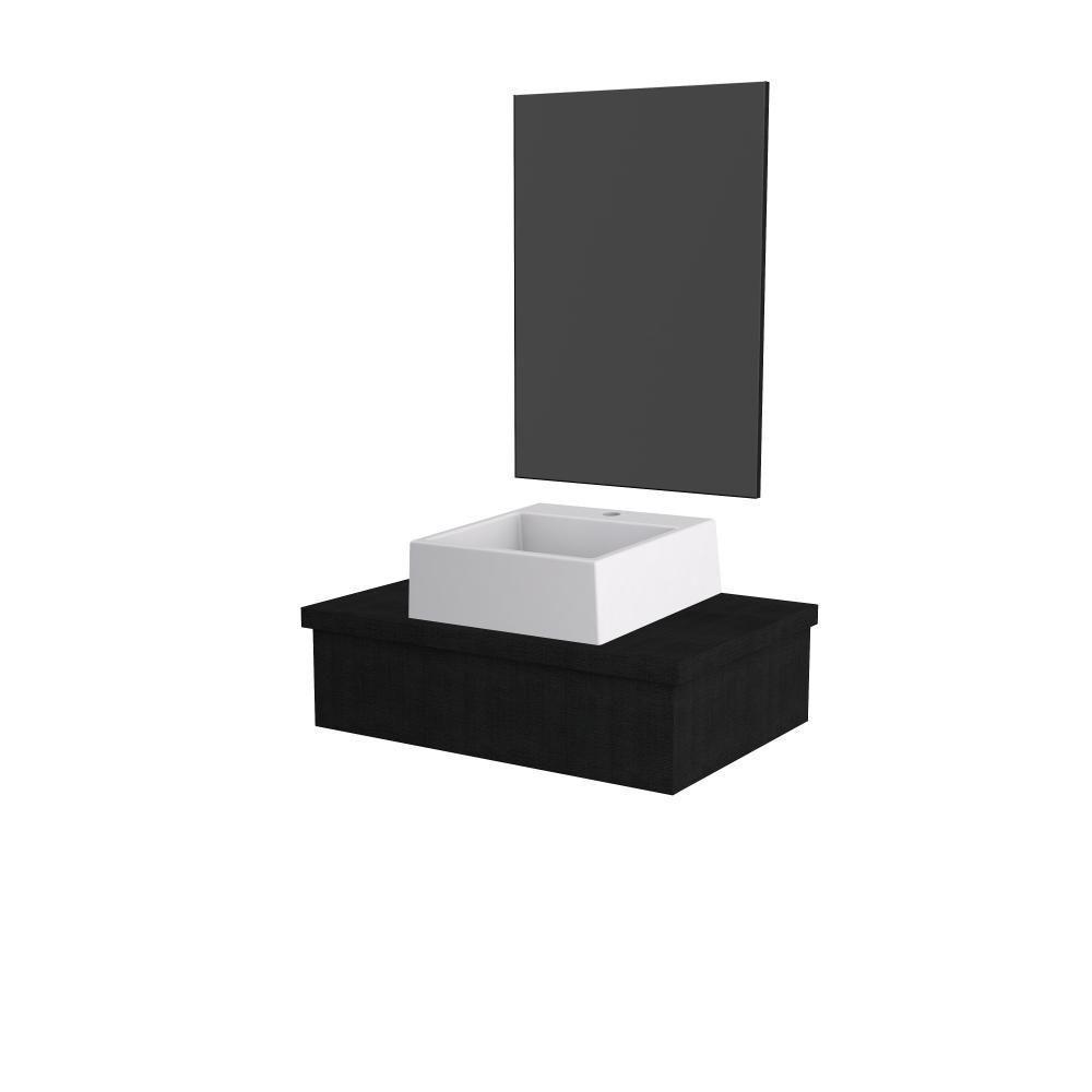 Conjunto Bancada C-cuba Q355 E Espelheira Metrópole 601 Nogal Preto ônix - 1