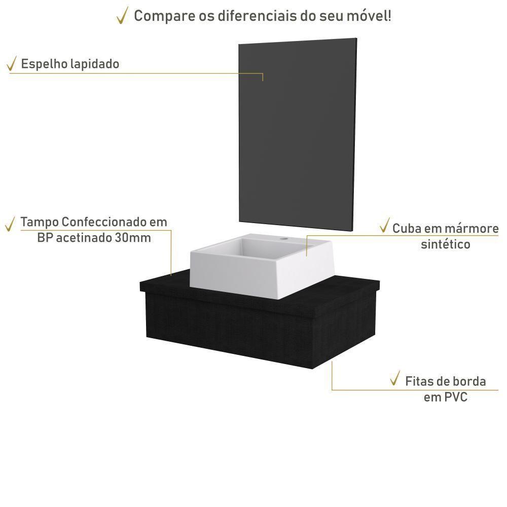 Conjunto Bancada C-cuba Q355 E Espelheira Metrópole 601 Nogal Preto ônix - 4