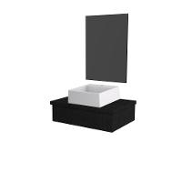 Conjunto Bancada C-cuba Q355 E Espelheira Metrópole 601 Nogal Preto ônix - 1