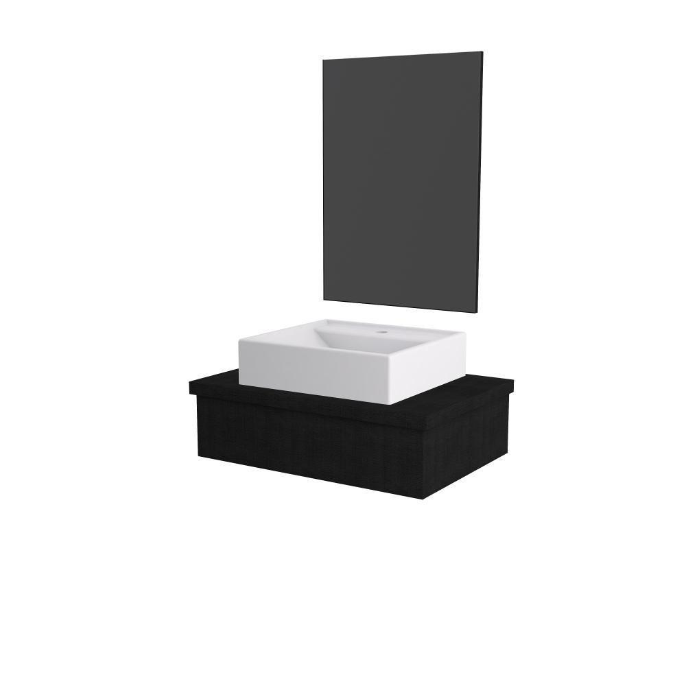 Conjunto Bancada C-cuba Q39 E Espelheira Metrópole 601 Nogal Preto ônix - 1