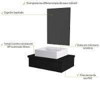 Conjunto Bancada C-cuba Q39 E Espelheira Metrópole 601 Nogal Preto ônix