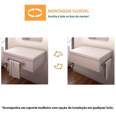 Conjunto Bancada E Espelheira Ktme802 Nogal Preto ônix