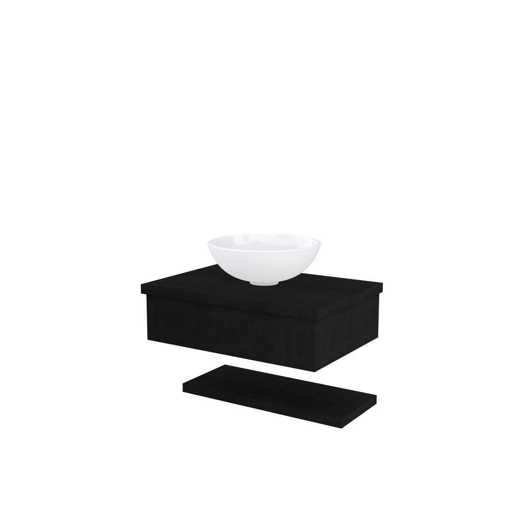 Conjunto Bancada C-cuba R35 E Prateleira Metrópole 605 Nogal Preto ônix - 1