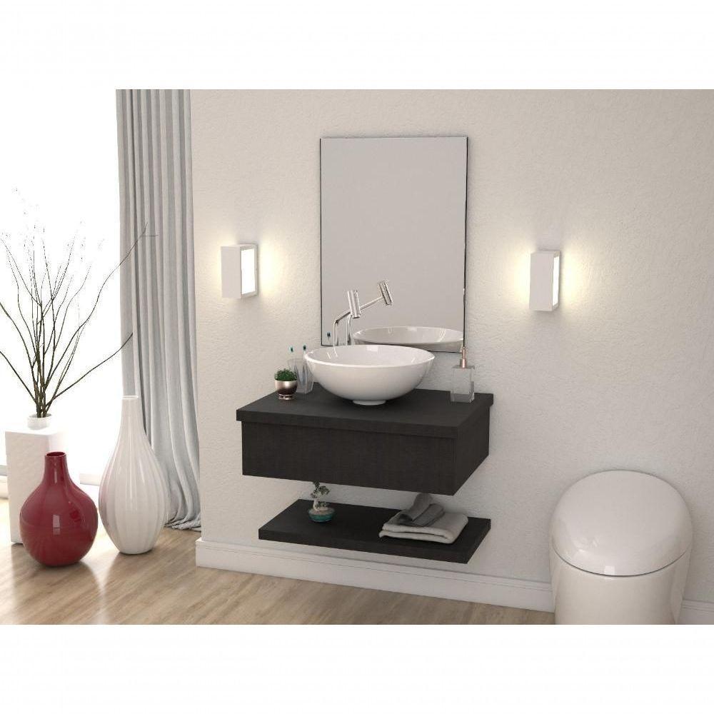 Conjunto Bancada C-cuba R35 E Prateleira Metrópole 605 Nogal Preto ônix - 3