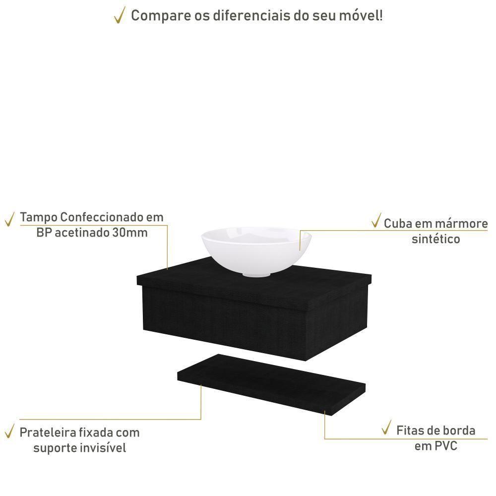 Conjunto Bancada C-cuba R35 E Prateleira Metrópole 605 Nogal Preto ônix - 4