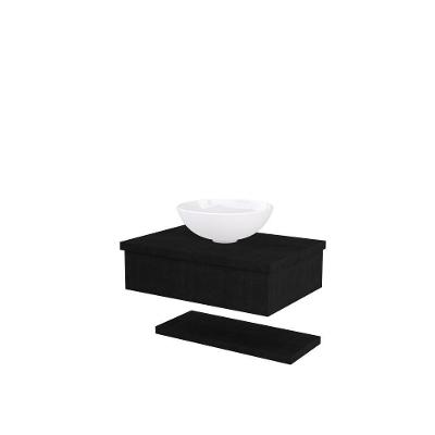 Conjunto Bancada C-cuba R35 E Prateleira Metrópole 605 Nogal Preto ônix