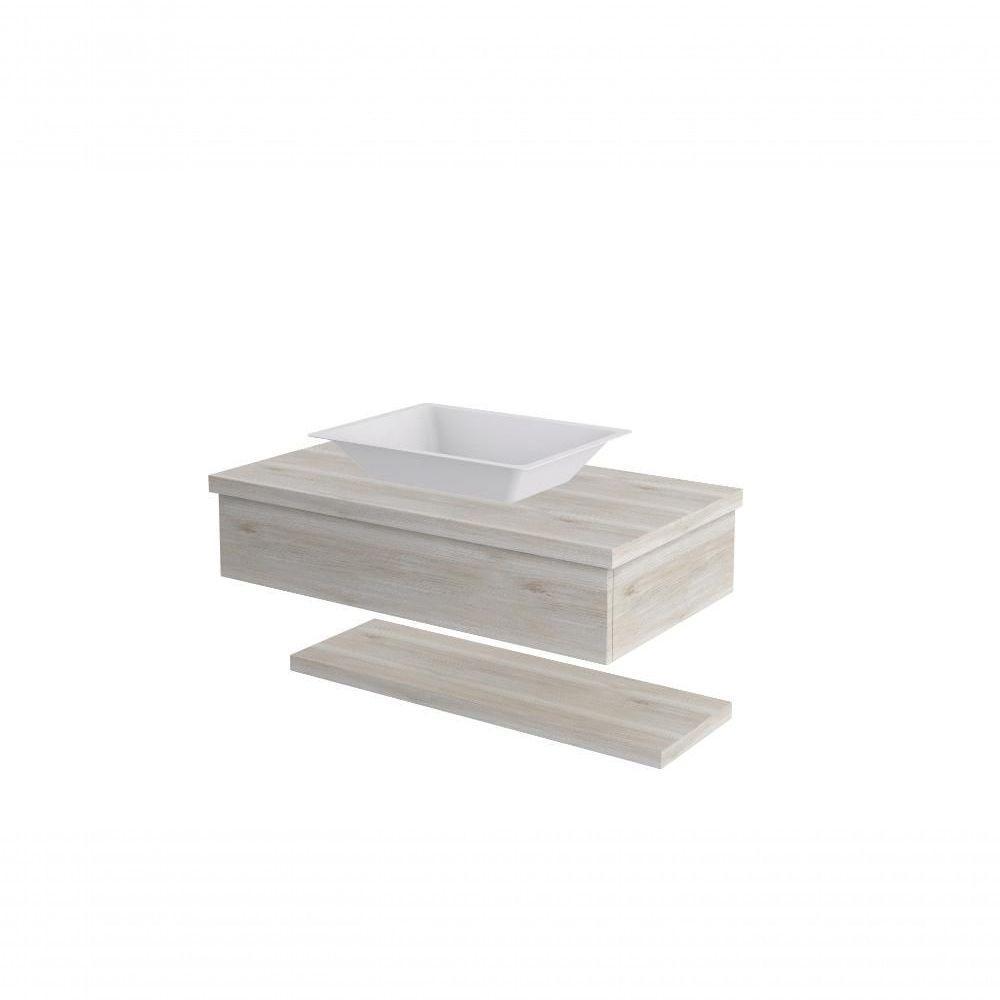 Conjunto Bancada C-cuba Messina E Prateleira Metrópole 805 Preto ônix Snow - 1